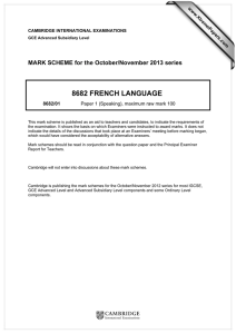 8682 FRENCH LANGUAGE  MARK SCHEME for the October/November 2013 series