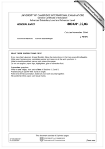 UNIVERSITY OF CAMBRIDGE INTERNATIONAL EXAMINATIONS General Certificate of Education www.XtremePapers.com