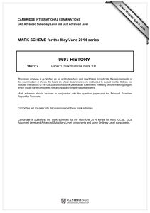 9697 HISTORY  MARK SCHEME for the May/June 2014 series