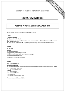 AS Level Physical Science Syllabus 8780 Erratum