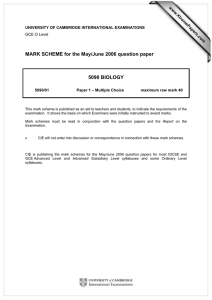 MARK SCHEME for the May/June 2006 question paper  5090 BIOLOGY www.XtremePapers.com