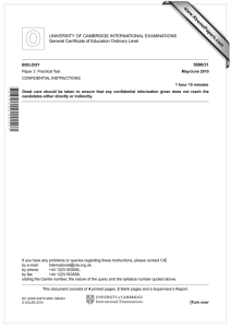 www.XtremePapers.com UNIVERSITY OF CAMBRIDGE INTERNATIONAL EXAMINATIONS General Certificate of Education Ordinary Level 5090/31