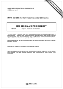 GCE Design & Technology Mark Scheme (Oct/Nov 2012)
