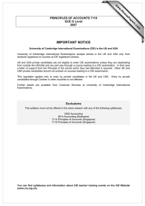 IMPORTANT NOTICE www.XtremePapers.com PRINCIPLES OF ACCOUNTS 7110 GCE O Level