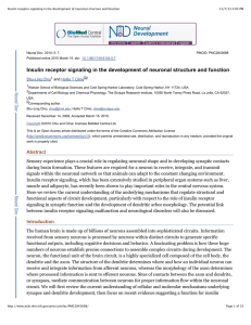 Insulin receptor signaling in the development of neuronal structure and... Shu-Ling Chiu Hollis T Cline and