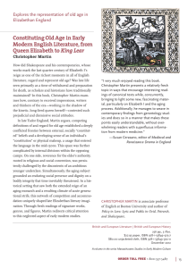 Constituting Old Age in Early Modern English Literature, from King Lear