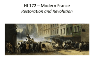 HI 172 – Modern France Restoration and Revolution