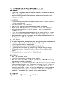 Hypochlorite Bleach Analysis: Iodometric Titration Lab