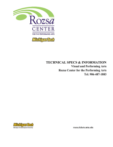 TECHNICAL SPECS &amp; INFORMATION Visual and Performing Arts Tel. 906-487-1883