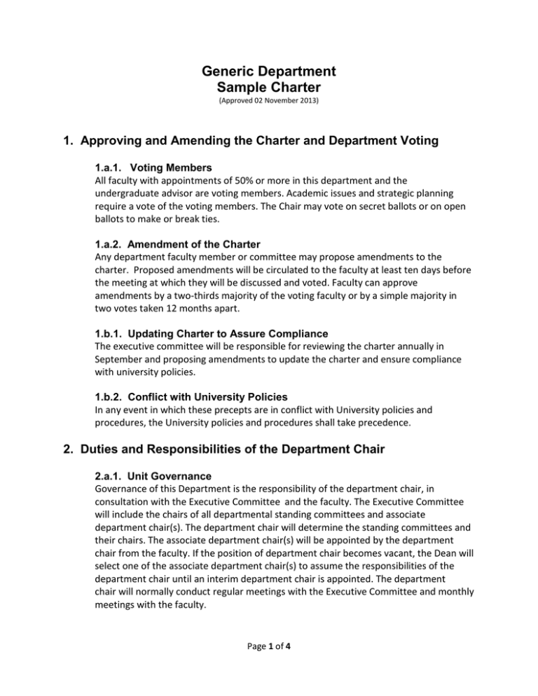 Generic Department Sample Charter