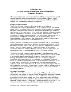 Guidelines for PhD in Industrial Heritage and Archaeology Graduate Students