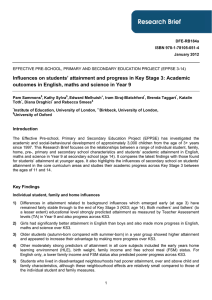 Influences on students’ attainment and progress in Key Stage 3:... outcomes in English, maths and science in Year 9