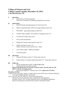 College of Sciences and Arts College Council Agenda, December 10, 2012: