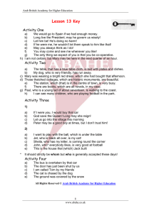 Lesson 13 Key Activity One
