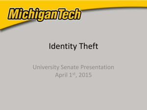 Identity Theft University Senate Presentation April 1 , 2015