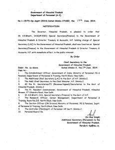 Government of Himachal Pradesh ,Department of Personnel (A-I):' No.1-15n3-l)p-Apptt (2014).t&gt;ated Shimla-f11002,