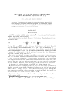 THE NOISY VETO-VOTER MODEL: A RECURSIVE DISTRIBUTIONAL EQUATION ON [0,1]