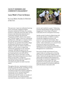 Lucy Mule's Year in Kenya FACULTY MEMBERS AND COMMUNITY ENGAGEMENT