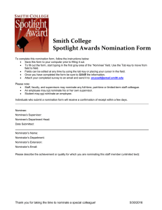 Smith College Spotlight Awards Nomination Form