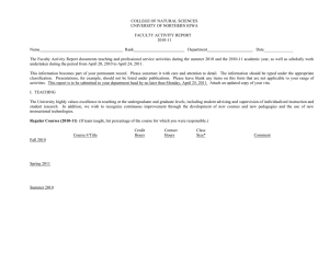 COLLEGE OF NATURAL SCIENCES UNIVERSITY OF NORTHERN IOWA FACULTY ACTIVITY REPORT