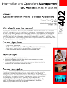 Management USC Marshall Who should take the course? IOM 402