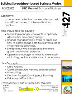 Fall 2012 Building Spreadsheet-based Business Models  USC Marshall