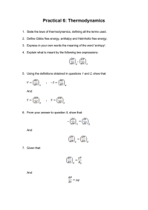 Practical 6: Thermodynamics