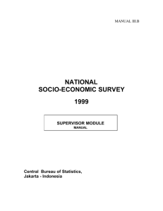 NATIONAL SOCIO-ECONOMIC SURVEY 1999 SUPERVISOR MODULE