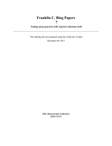 Franklin C. Bing Papers 7 EBL Manuscripts Collection 2004-10-27