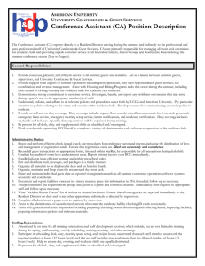 Conference Assistant (CA) Position Description A U