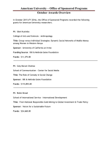 American University – Office of Sponsored Programs October Awards Overview