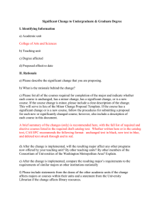 Significant Change to Undergraduate &amp; Graduate Degree  I. Identifying Information II. Rationale