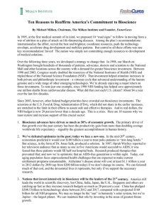 Ten Reasons to Reaffirm America’s Commitment to Bioscience