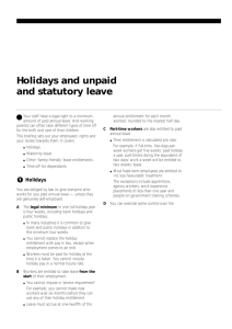 Holidays and unpaid and statutory leave