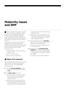 Maternity issues and SMP