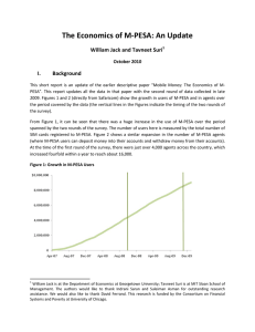 The Economics of M‐PESA: An Update  William Jack and Tavneet Suri   I.