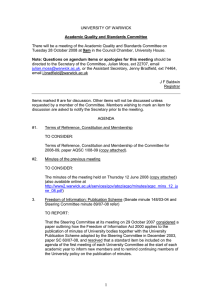 UNIVERSITY OF WARWICK 9am Academic Quality and Standards Committee