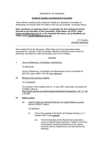UNIVERSITY OF WARWICK Academic Quality and Standards Committee