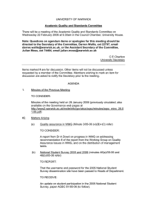 UNIVERSITY OF WARWICK  Academic Quality and Standards Committee