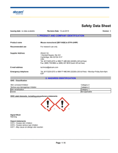 Safety Data Sheet 1. PRODUCT AND COMPANY IDENTIFICATION