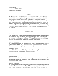 ASSESSMENT Department: LITERATURE Program: M.A. in Literature