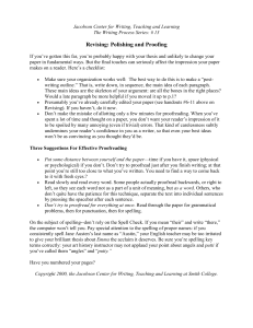 Revising: Polishing and Proofing