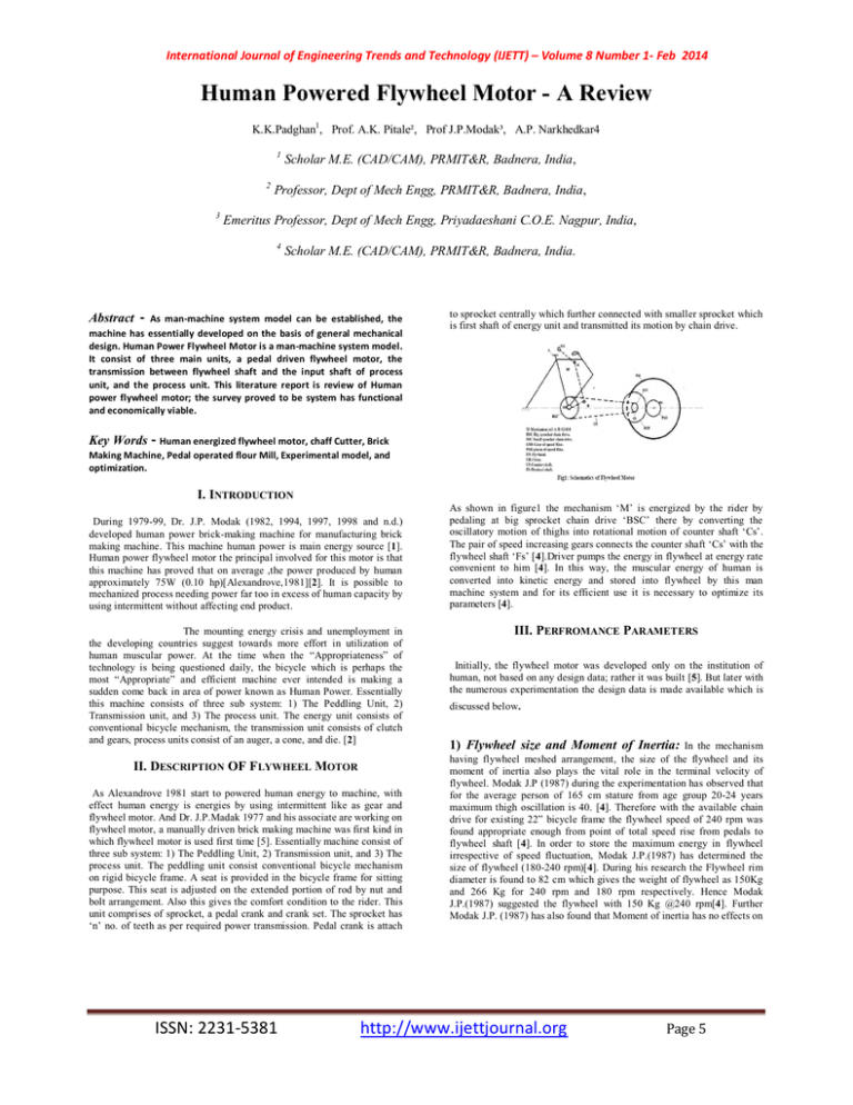 Human Powered Flywheel Motor A Review