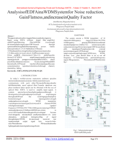AnalysisofEDFAinaWDMSystemfor Noise reduction, GainFlatness,andincreaseinQuality Factor
