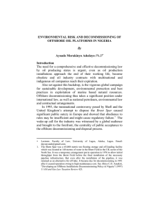 ENVIRONMENTAL RISK AND DECOMMISSIONING OF OFFSHORE OIL PLATFORMS IN NIGERIA