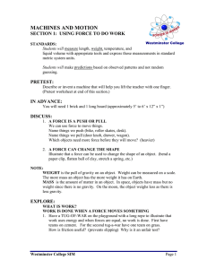 MACHINES AND MOTION SECTION 1:  USING FORCE TO DO WORK