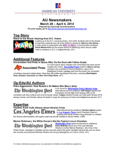 AU Newsmakers Top Story – April 4, 2014 March 28