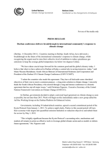 PRESS RELEASE  Durban conference delivers breakthrough in international community’s response to