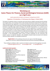 Workshop on Game Theory for Finance, Social and Biological Sciences (GAM)