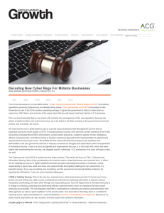 Decoding New Cyber Regs For Midsize Businesses FEATURES MIDDLE­MARKET TRENDS INTERVIEWS